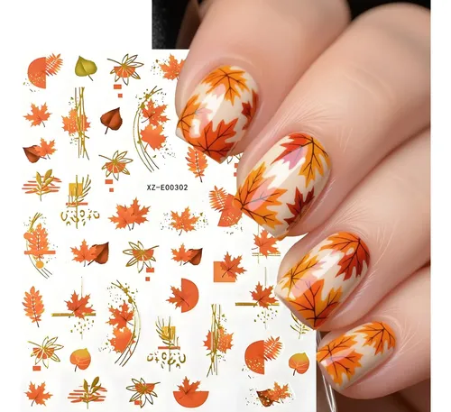 Juggssa Stickers De Arte Para Uñas De Otoño 6 Piezas Autoadh