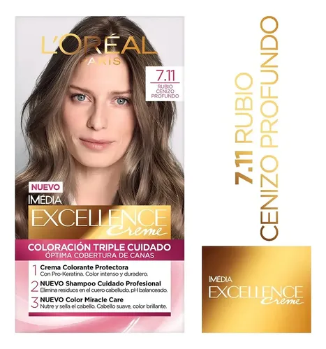 Kit Tintura L’Oréal Paris Excellence Tono 7.11 Rubio Ceniza