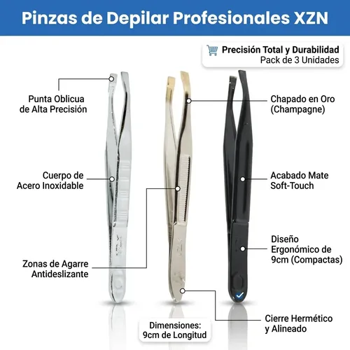 Pinza De Depilar Set X3 Xzn Depilación Cejas
