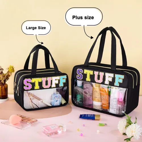Bolsa De Maquillaje Simboom Clear Letter Black Talla L Imper