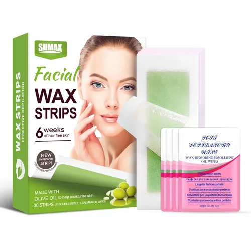 Set Tiras Cera Depilación 2 Caras 60 Uds Piel Sensible