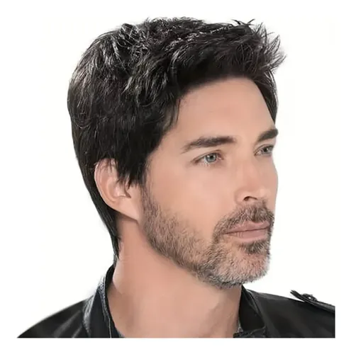 Peluca Corta Sintética Negra Para Hombre, Rizada, 10 Pulgada