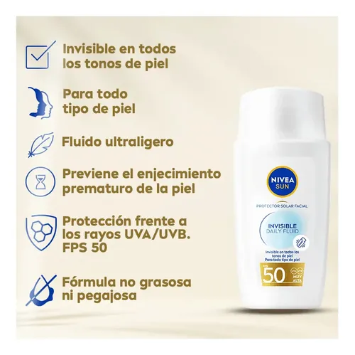 Nivea Sun Fps 50 Facial Invicible Daily Fluido X40ml.