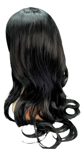 Peluca Kanekalon City Girl Negra 65cm Con Redecilla Ajustable