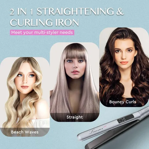 Plancha Para Cabello Lanvier 2 En 1 Nano Cerámica