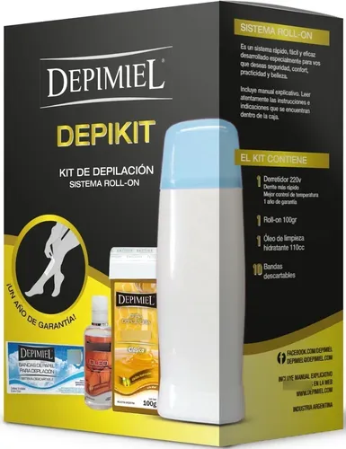 Kit Depilacion Roll On Depimiel Bandas Cartucho Cera Bandas