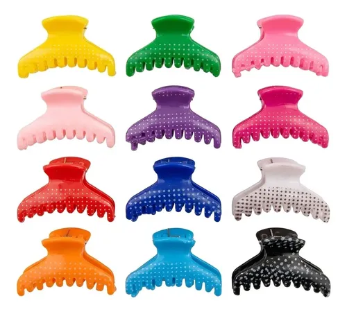 Broche Pelo Lunar Plástico Pack X 12 Unidades Color Surtido