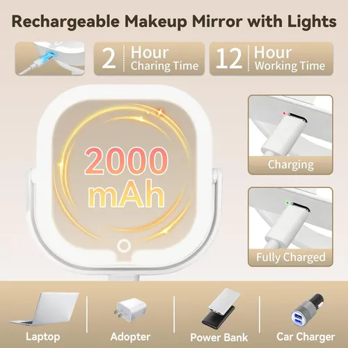 Espejo De Maquillaje Sanycasa Con Luz Led Con Aumento De 1x/