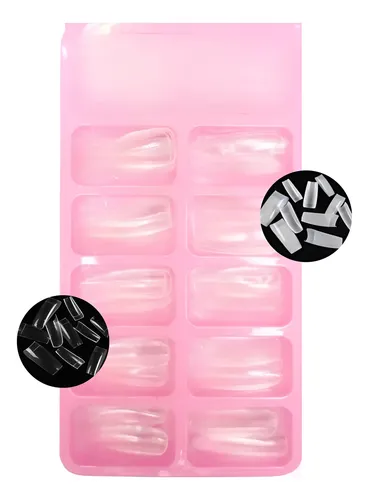 Tips X100 Unidades Uñas Cuadradas Sonrisa Escalon Esculpidas