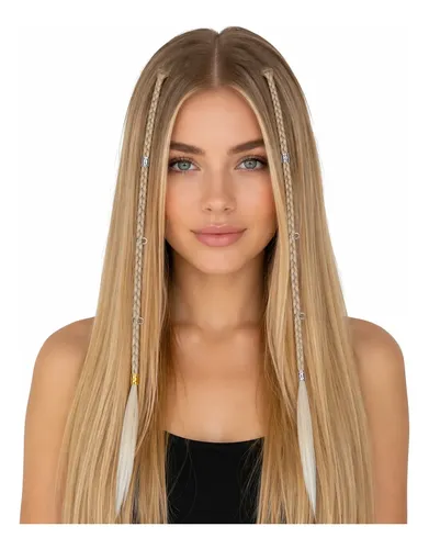 Kit 2 Trenzas Baby Brads Extension De Cabello Dijes Y Cuff