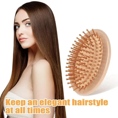 A Cepillo De Cabello De Bambú Mini Sin Mango **