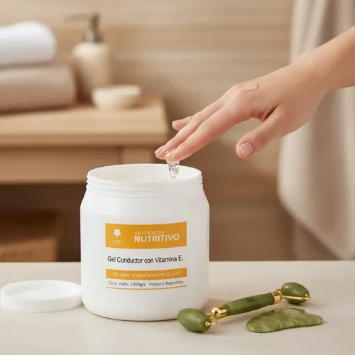 Gel Conductor Nutritivo Facial Corporal Vit E + Jade Roller Momento De Aplicación Día/noche Tipo De Piel Todo Tipo De Piel