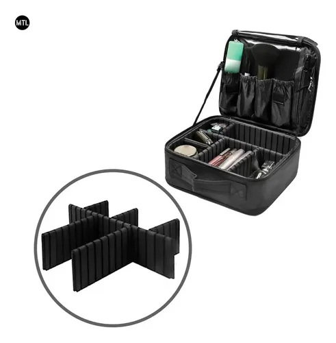 Organizador Maquillaje Mtl Neceser Con Divisiones Ajustables