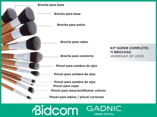 Brochas De Maquillaje Gadnic Sustentables Estuche Base Sombr