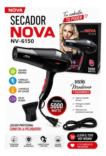 Secador De Pelo Profesional Nova Nv-6150 5000w Negro
