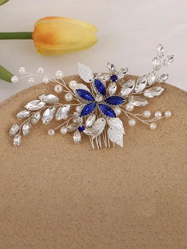 Peineta De Boda Con Cristales Azules Accesorios Para Cabello