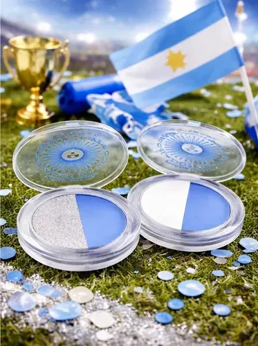 Petaca Maquillaje Artistico Mundial Celeste Y Blanco X 2 Celeste Y Blanco