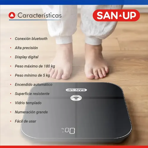 Balanza Digital Personal San Up Balanceiq-n Conexión Bluetooth + App – Color Negro