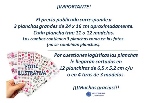 3 Planchas Grandes De Stickers Tatoo Al Agua Varios Modelos