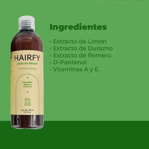 Acondicionador Cabellos Grasos y Oleosos Hairfy – Control de Seborrea, Sin Sulfatos, Parabenos y Siliconas – 300ml