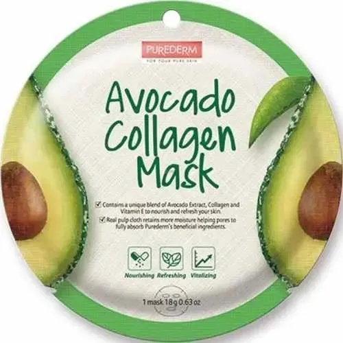 Mascarilla Facial Purederm Aguacate Colágeno Hidratante y Nutritiva