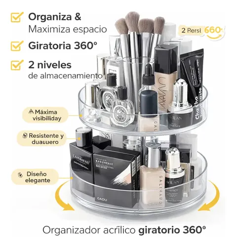 Soporte Organizador Giratorio Maquillaje Crema 360 Acrílico