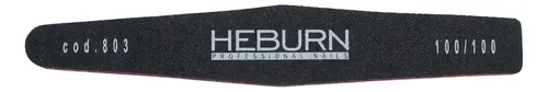 Lima para Uñas Acrílicas y Gel Heburn Negra Obelisco 803 Profesional 100/180 Recta