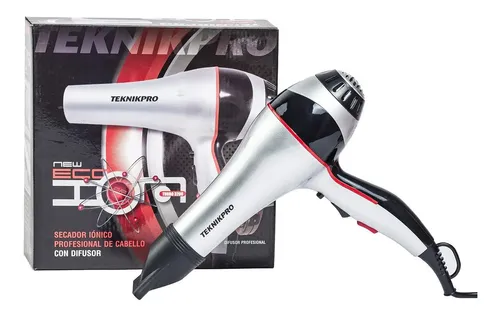Secador Pelo Profesional New Eco Ion 3200 Teknikpro Difusor Plateado