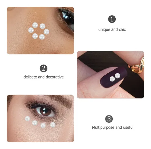 4 Láminas De Perlas Faciales Y Para Uñas Adhesivas