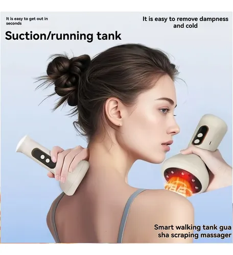 Masajeador Eléctrico Gua Sha Calor Vibración Luz Roja Cuello