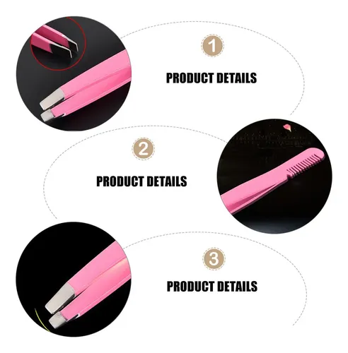 Set De 4 Pinzas Para Cejas Con Cepillo Y Peine Diagonales