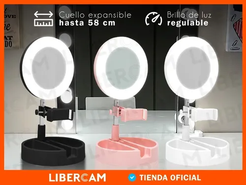 Espejo Selfie Porta Celular Luz Led Ring Light Usb Maquillaj