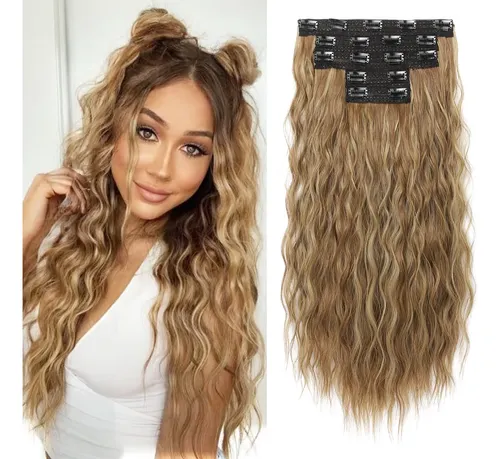 Extensiones Cabello Clip 5 Piezas 60 Cm Marron Claro