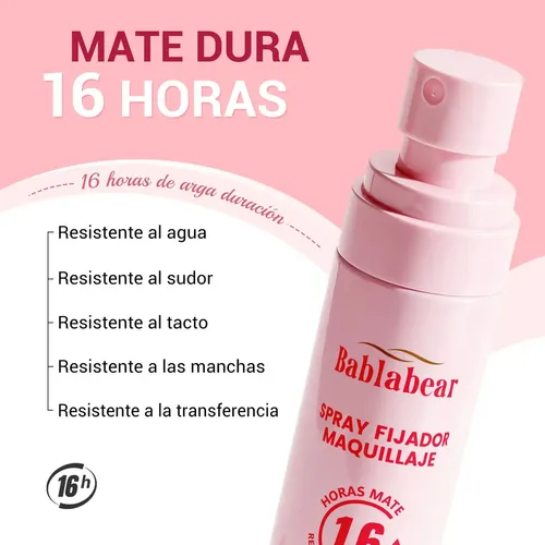 Bablabear Spray Fijador Maquillaje Mate 80 Ml Dura 16 Horas