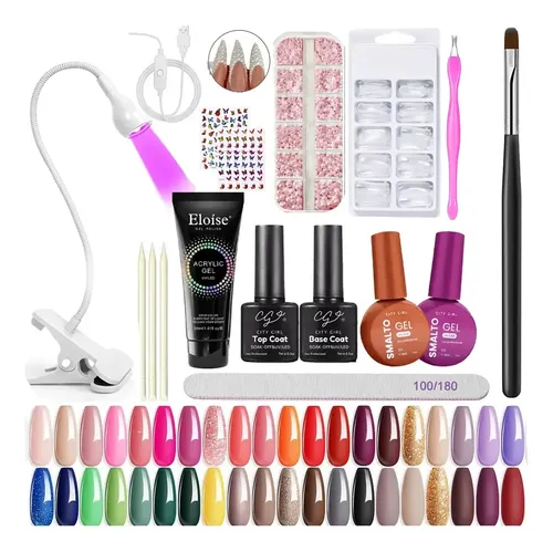 Kit Uñas Esculpidas Polygel Esmaltado Semipermanente Uv Led