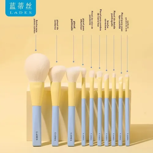 Lades Pincel De Maquillaje Set 10 Piezas Esponja Suave Para