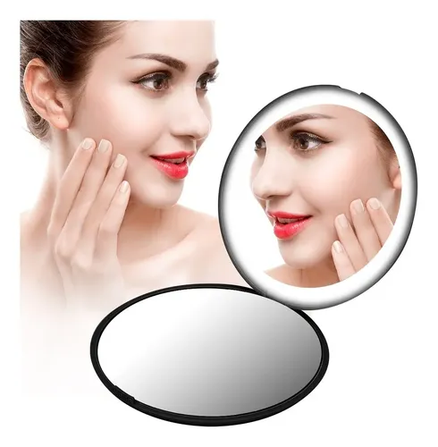 H Maquillaje Portátil Plegable De Aumento 10x Mini 12 Leds R