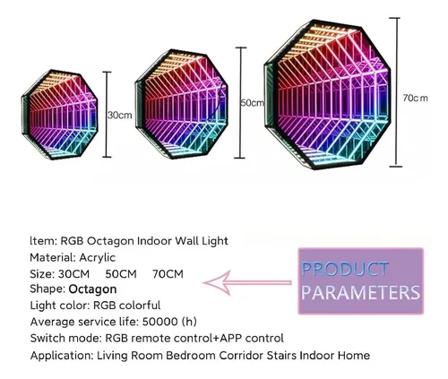 Luz Led Espejo Infinito 50cm Control Remoto Decorativa
