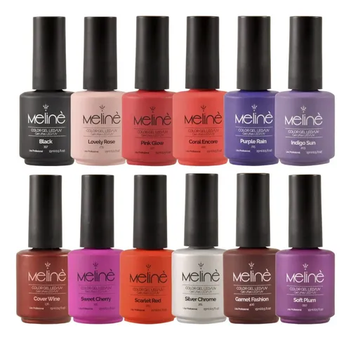 Kit 12 Esmaltes Semipermanente Color Gel Led/uv Meliné