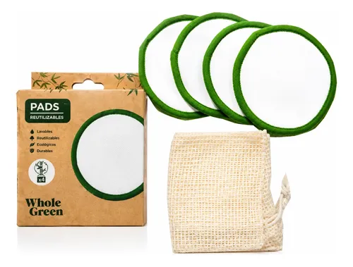 4 Pads Desmaquillantes Reutilizables De Bambú Con Bolsita