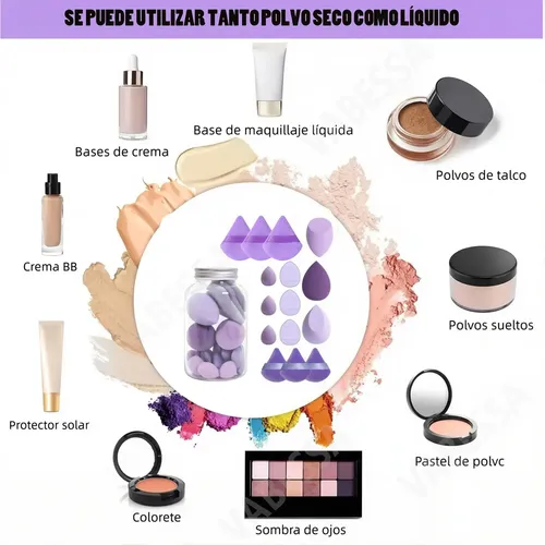 Jf- 16 Pcs Set De Esponjas Para Maquillaje Incluye .