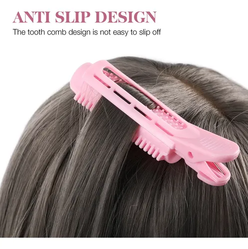 10 Rodillos Para Flequillo Clips Rizadores De Cabello Rosa