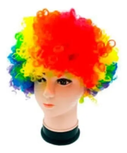 Peluca De Payaso Rulos Multicolor Premium Cotillon X1 Unid