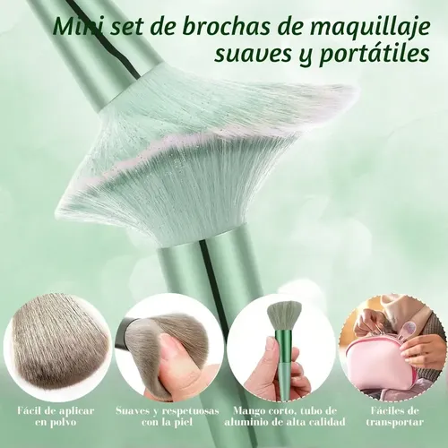 Set 13 Brochas Maquillaje Profesional Verde