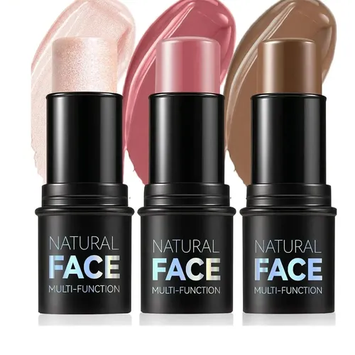 3pcs Barra Iluminador Contorno Rubor Base Maquillaje 1#