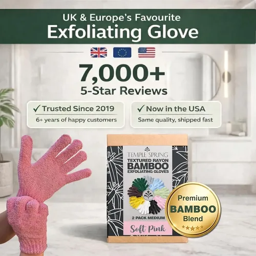 Guantes Exfoliantes Temple Spring Bamboo 5 Dedos Rosa Xl