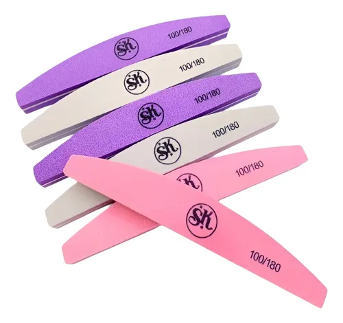 Lima Sponge 100/180 Sk Media Luna Uñas Esculpidas Pack X10un