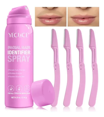 Kit De Aerosol Revelador De Vello Facial Con 4 Cuchillos Ela