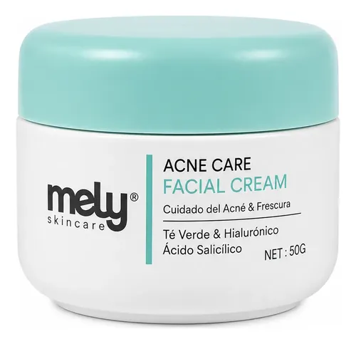 Crema Facial Mely Acido Salicilico Hialuronico Te Verde 50g