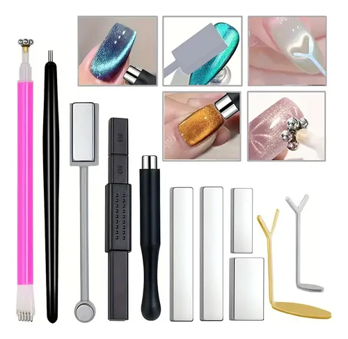 Set 11 Imanes Uñas Ojo De Gato Gel Nail Art Profesional